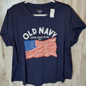 Women’s Old Navy Blue United States Of All American Flag Short Sleeve 2022 XXL